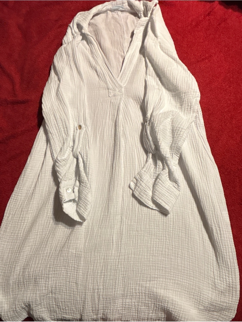4our Dreamers White Long-Sleeve Hooded Tunic Top size Large